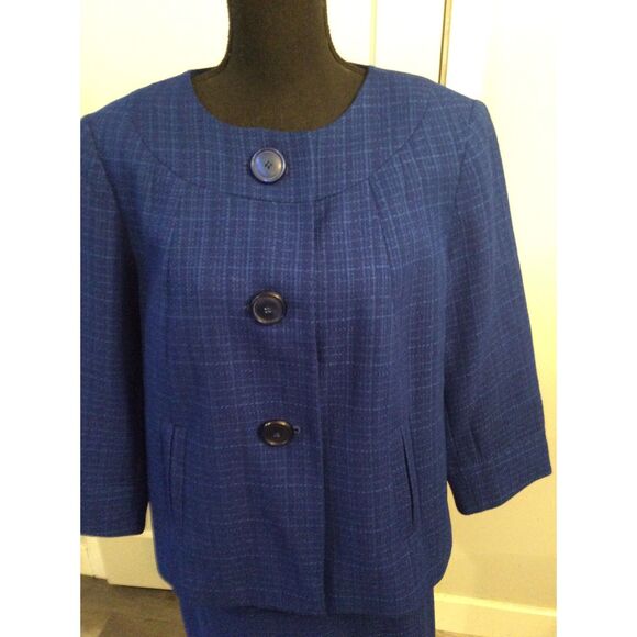 Vintage Isabella Skirt Suit Jacket Size 12 Career Church Blue Pencil Lined - Picture 6 of 6